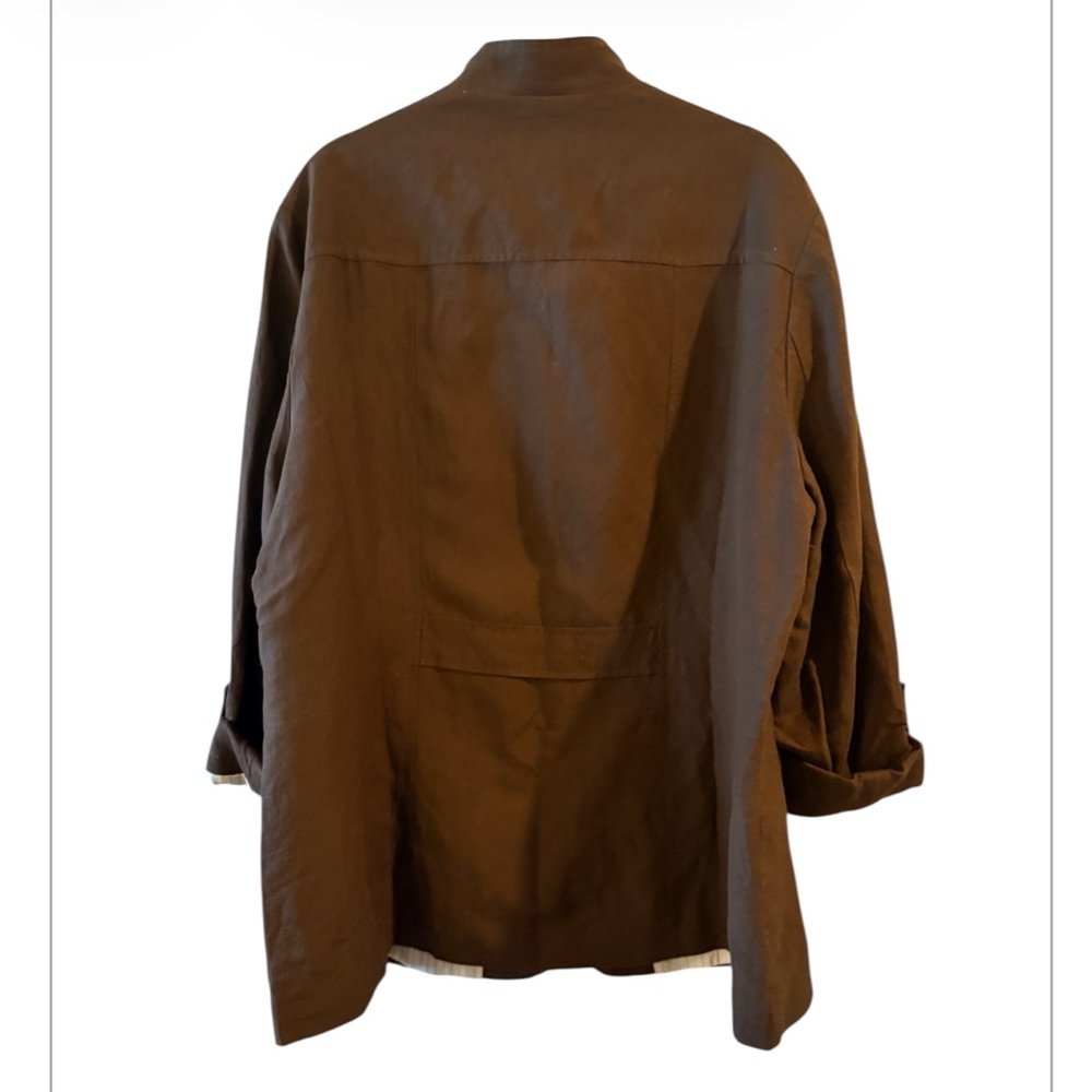 NWT Coldwater Creek  Brown Military Linen Safari Cargo Blazer / Jacket Size 18 - Picture 3 of 15